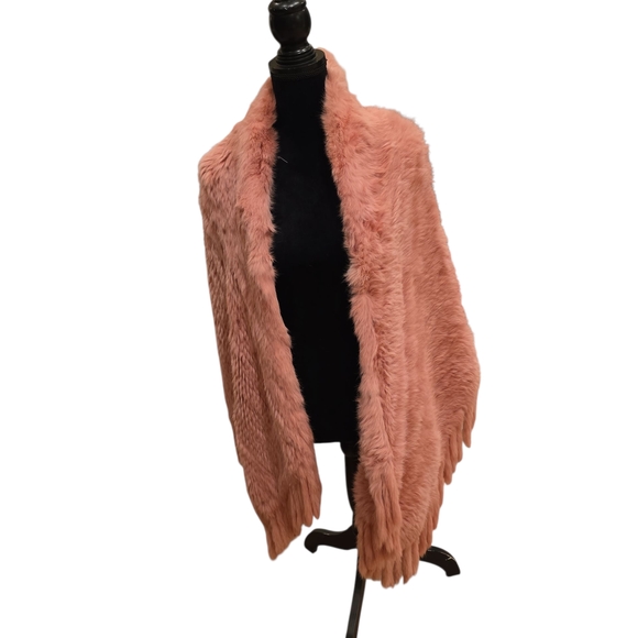Harry Angd Blush Rabbit Fur Wrap - Picture 2 of 8